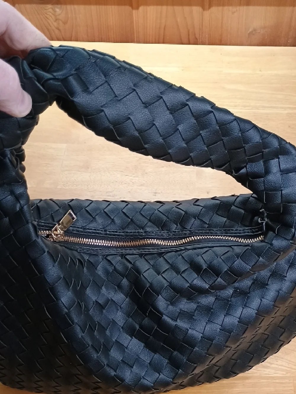 Urban Expressions Black Woven Knot-Handle Hobo Bag